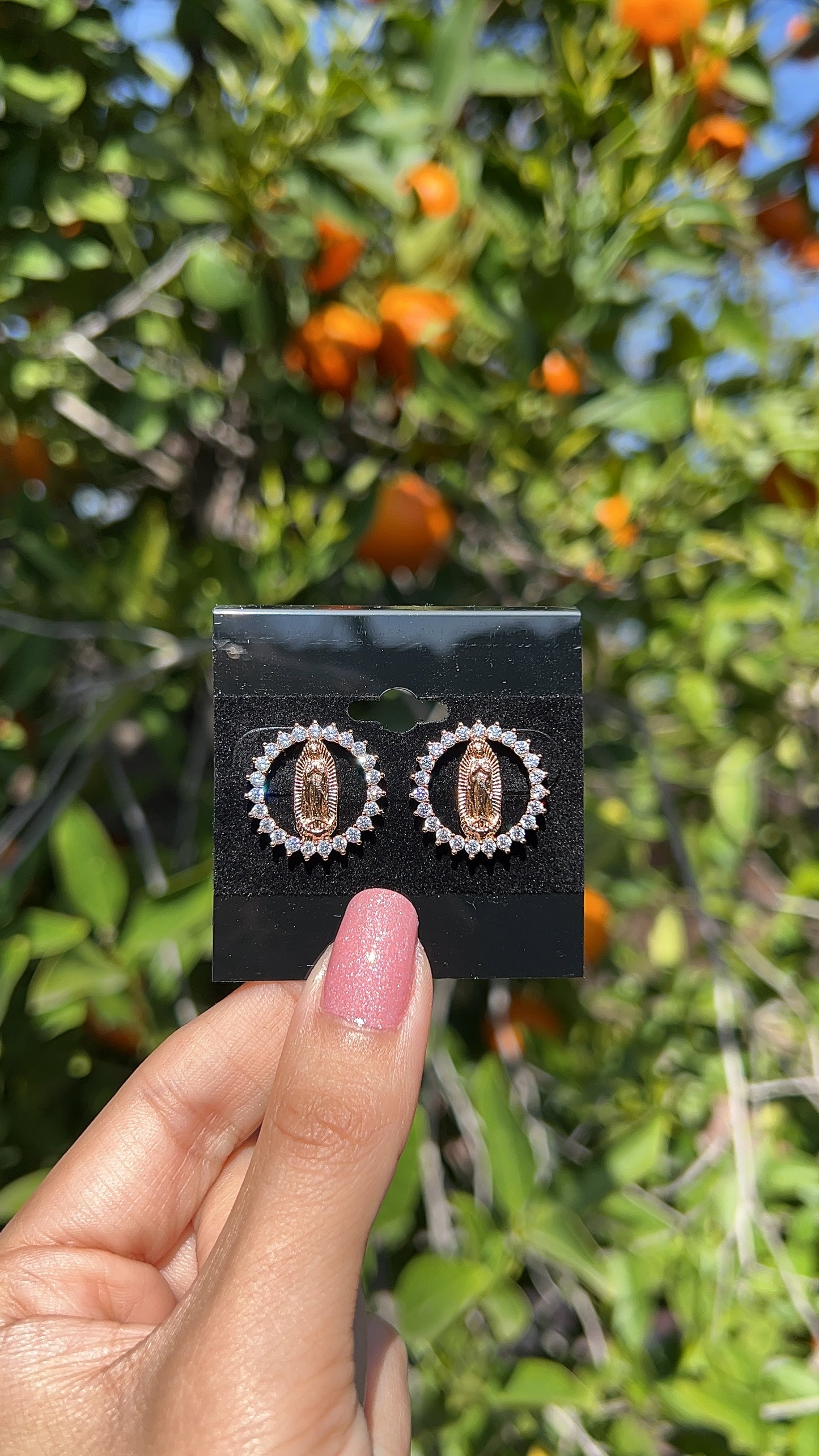 18k Virgin Mary Earrings