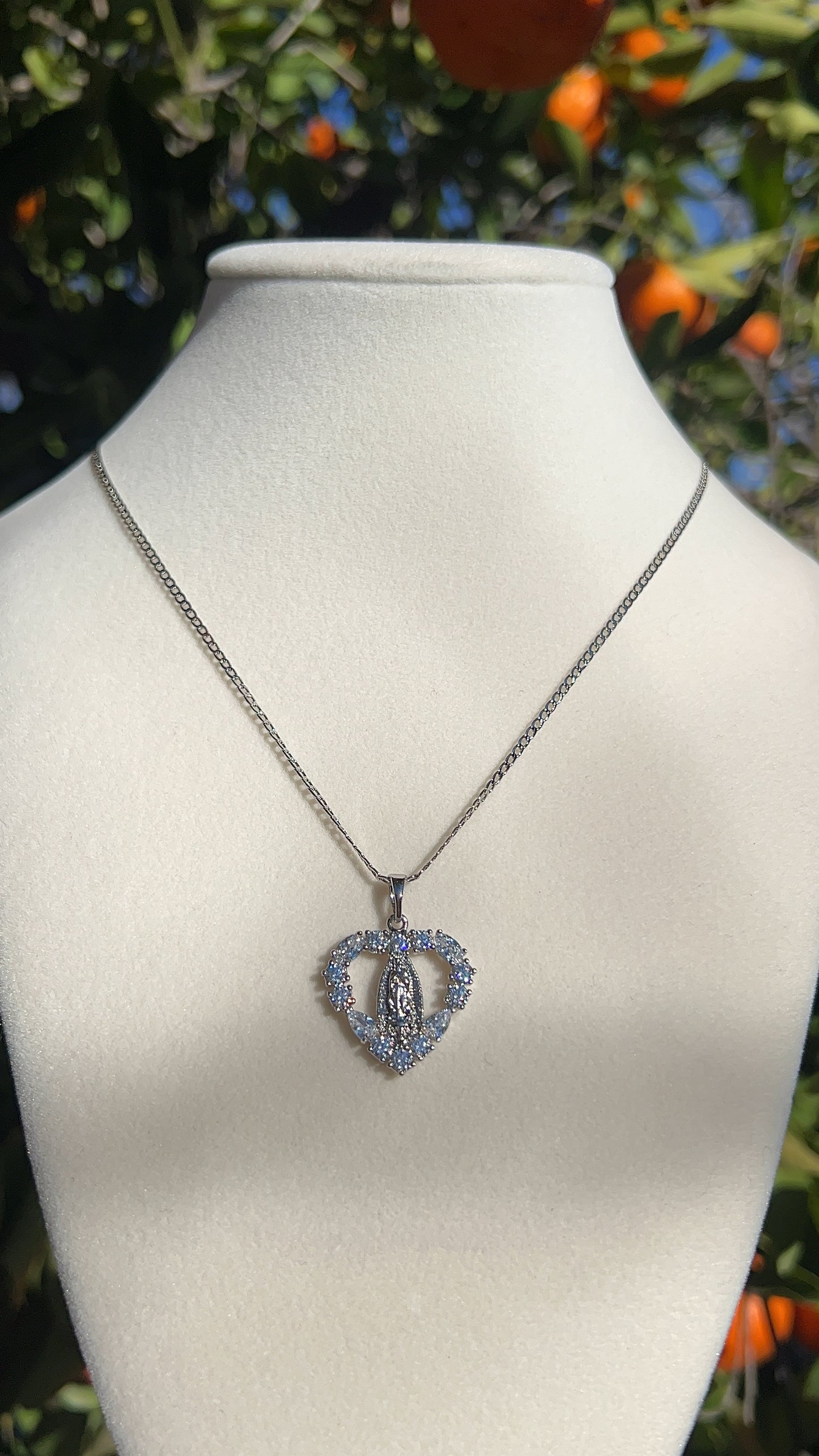 Virgin Mary Heart Necklace