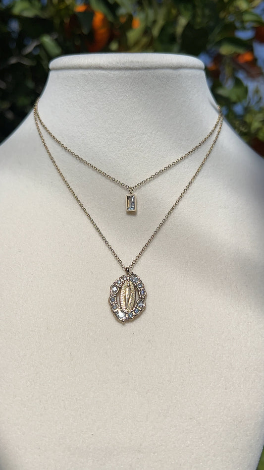 Double Chain Virgin Mary Necklace