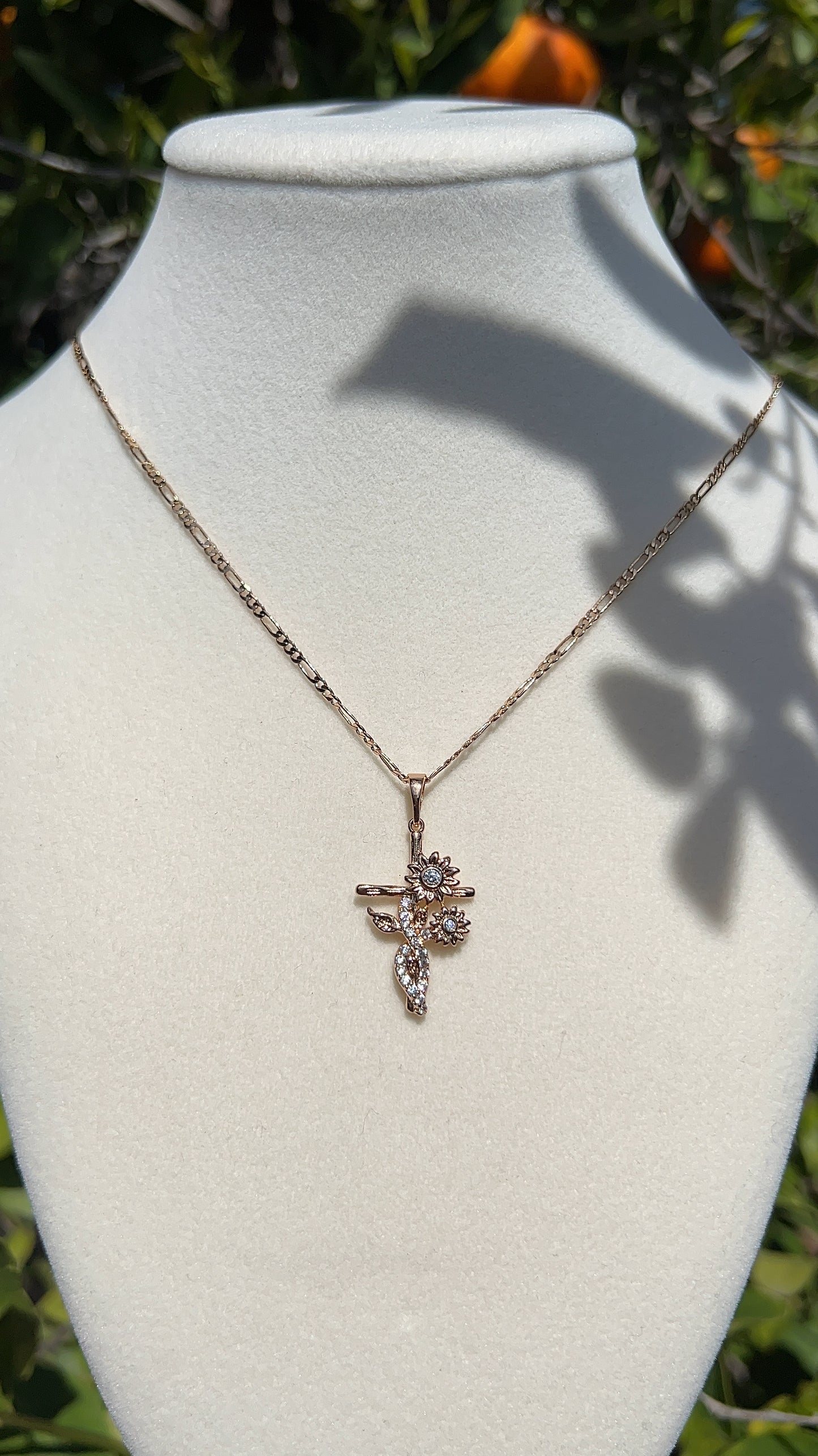 Sunflower Cross Necklace