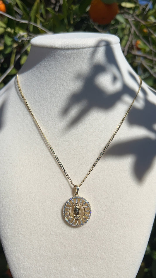 Round Virgin Mary Necklace